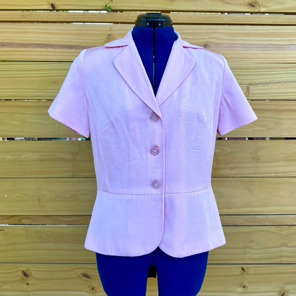 Pre-Order Pink Short Sleeves Buttoned Peplum Shirt main image 1